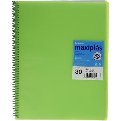 Carpeta con 30 Fundas Grafoplás Maxiplás 39833021/ A4/ Verde