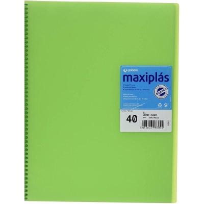 Carpeta con 40 Fundas Grafoplás Maxiplás 39834021/ A4/ Verde