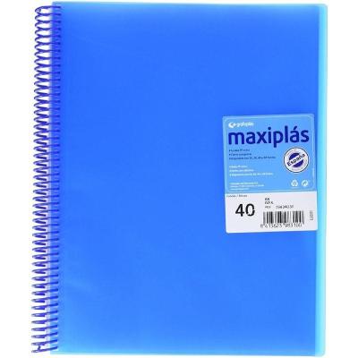 Carpeta con 40 Fundas Grafoplás Maxiplás 39834030/ A4/ Azul