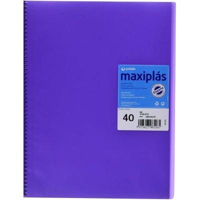 Carpeta con 40 Fundas Grafoplás Maxiplás 39834035/ A4/ Violeta