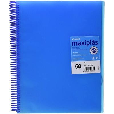 Carpeta con 50 Fundas Grafoplás Maxiplás 39835030/ A4/ Azul