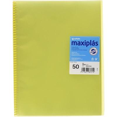 Carpeta con 50 Fundas Grafoplás Maxiplás 39835060/ A4/ Amarillo