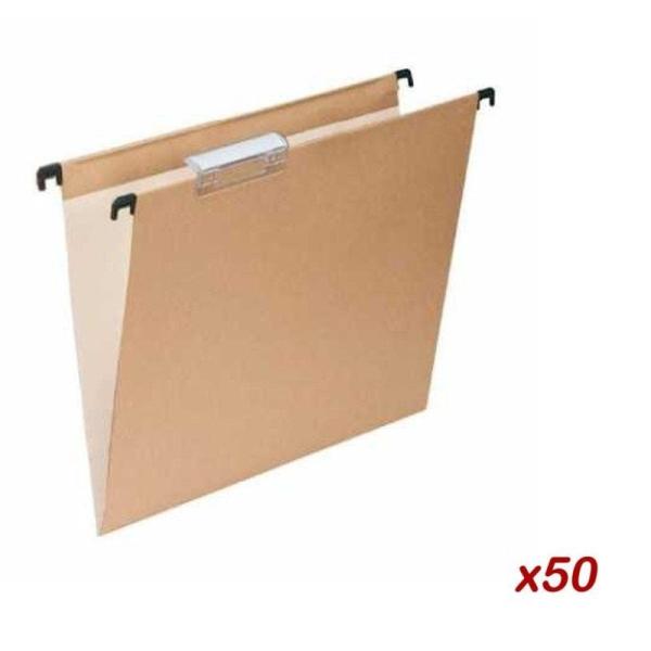 CAJA DE 50 UNIDADES DE CARPETA COLGANTE FOLIO KRAFT CON VISOR SUPERIOR CORTO 65MM EFECTO LUPA - GRAFOPLAS