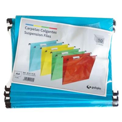 PAQUETE 10 UDS CARPETA COLGANTE A4 CON VISOR SUPERIOR CORTO