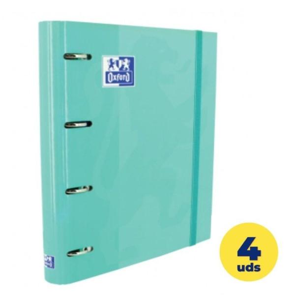 Caja de Archivadores Carpeblock con Recambio Oxford Classic EuropeanBinder 400109180/ A4+/ 100 Hojas/ 4 unidades/ Menta Helada