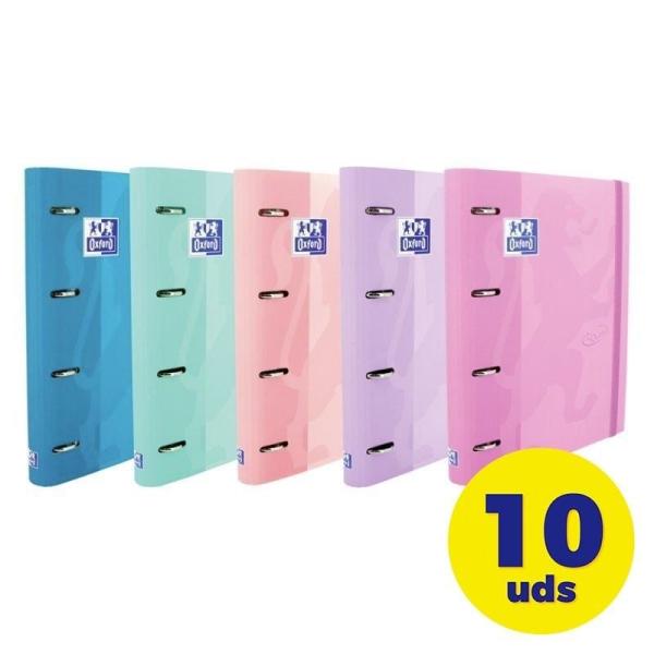 Pack de Archivadores Carpeblock con Recambio Oxford Touch EuropeanBinder 400119130/ A4+/ 100 Hojas/ 10 Unidades/ Colores Pastel