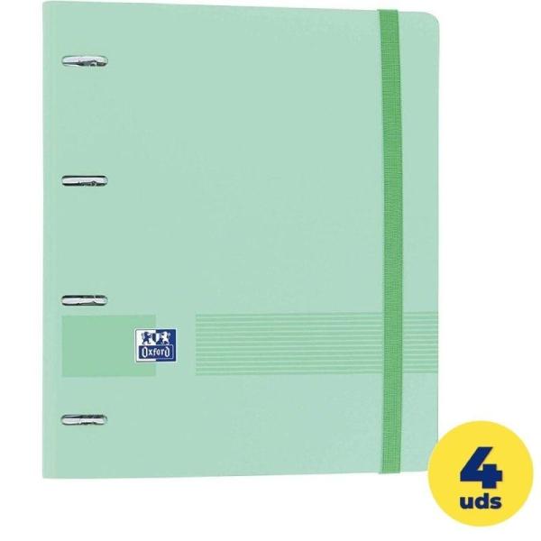 Caja de Archivadores Carpeblock con Recambio Oxford Live & Go EuropeanBinder 400131302/ A4+/ 100 Hojas/ 4 unidades/ Menta Pastel