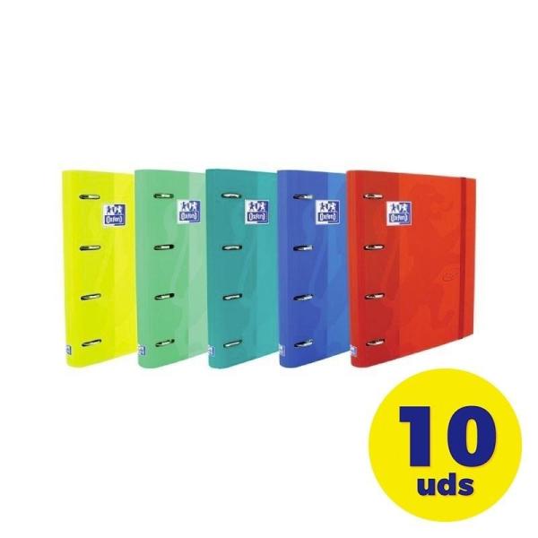 Pack de Archivadores Carpeblock con Recambio Oxford Touch EuropeanBinder 400136667/ A4+/ 100 Hojas/ 10 unidades/ Colores Vivos