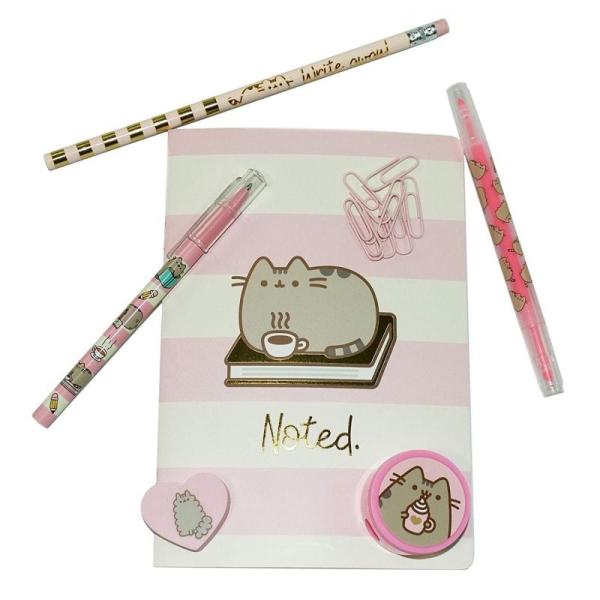 SET PAPELERÍA ERIK PUSS4045 PUSHEEN ROSE SWEET & SIMPLE - CONTIENE CUADERNO 13*19CM/LÁPIZ/ROTU ROSA/BOLÍGRAFO/SACAPUNTAS/GOMA BO