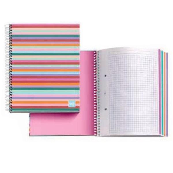 NOTEBOOK 4 MIQUEL RIUS 46411 MALABAR MR - A4 - 140 HOJAS 70G/M2 - 35 HOJAS POR COLOR - CUADRICULA 5*5 - CUBIERTAS CARTON FORRADO