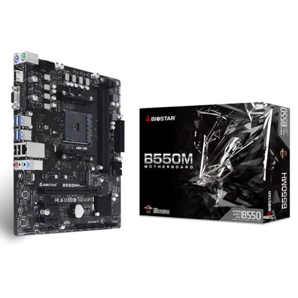 PLACA BASE BIOSTAR B550MH - PARA AMD AM4 RYZEN SEGÚN ESPECIFICACIONES - SOCKET AM4 - 2*DIMM DDR4 - VGA - HDMI - MATX