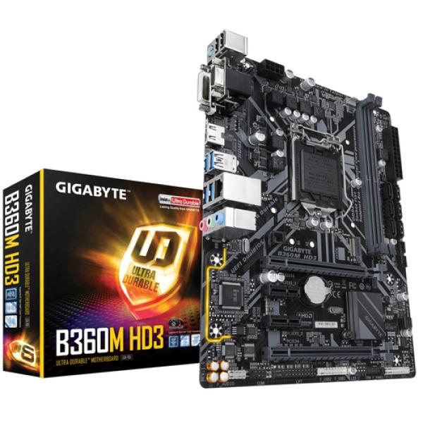 PLACA BASE GIGABYTE B360M-HD3 - PARA INTEL CORE 8TH GEN - SKT LGA1151 - CHIPSET B360 - 2XDDR4 - VGA/DVI-D/HDMI - SOPORTE CROSSFI