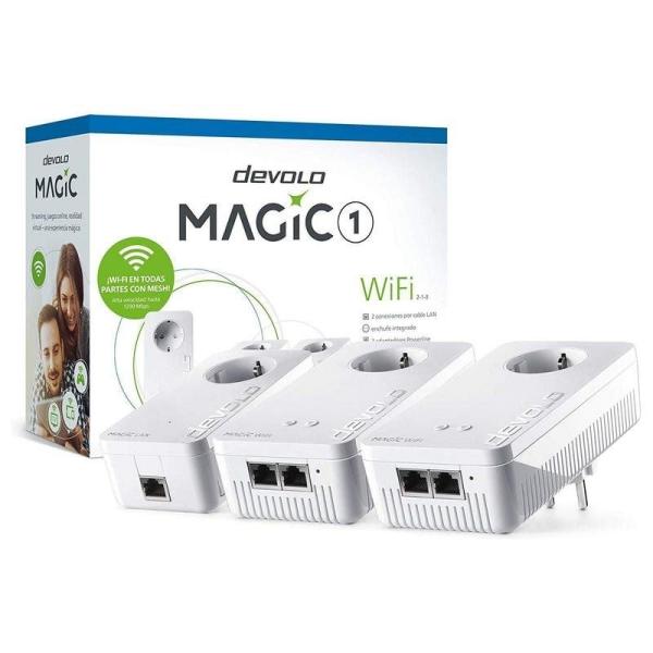 Adaptador Powerline Devolo Magic 1 WiFi 1200Mbps/ Alcance 400m/ Pack de 3