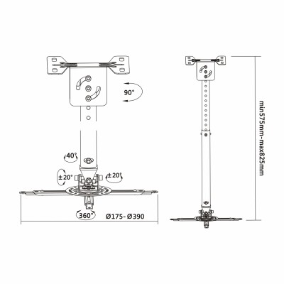 Soporte de Techo para Proyector Aisens CP02TSRE-051/