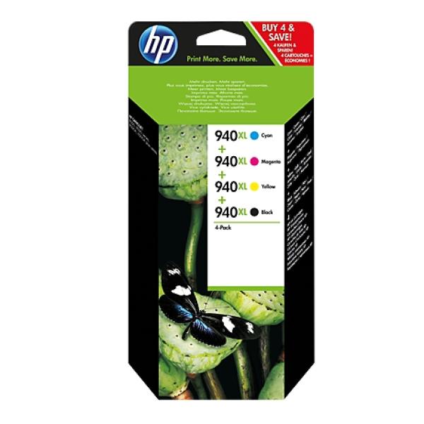 MULTIPACK 4 CARTUCHOS HP Nº940XL - NEGRO/CIAN/MAGENTA/AMARILLO - 2200 PÁGINAS - 49ML NEGRO - 16 ML CIAN/MAGENTA/AMARILLO