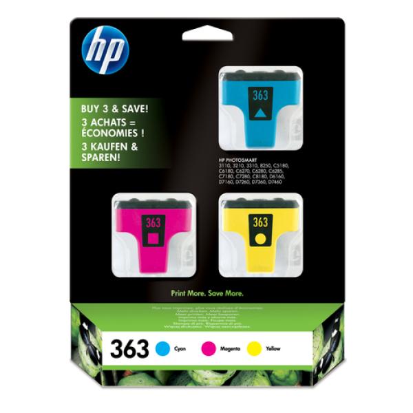 MULTIPACK 3 CARTUCHOS HP Nº363 - 1X AMARILLO - 1X CIAN - 1X MAGENTA - TINTAS VIVERA - COMPATIBILIDAD SEGÚN ESPECIFICACIONES