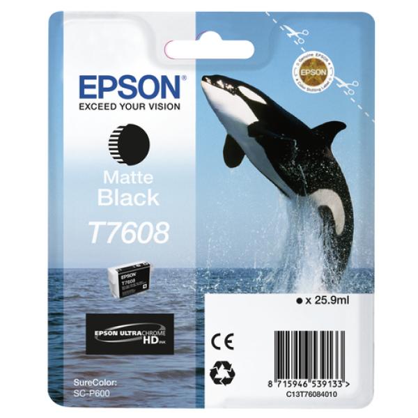 Cartucho de Tinta Original Epson T7608/ Negro Mate