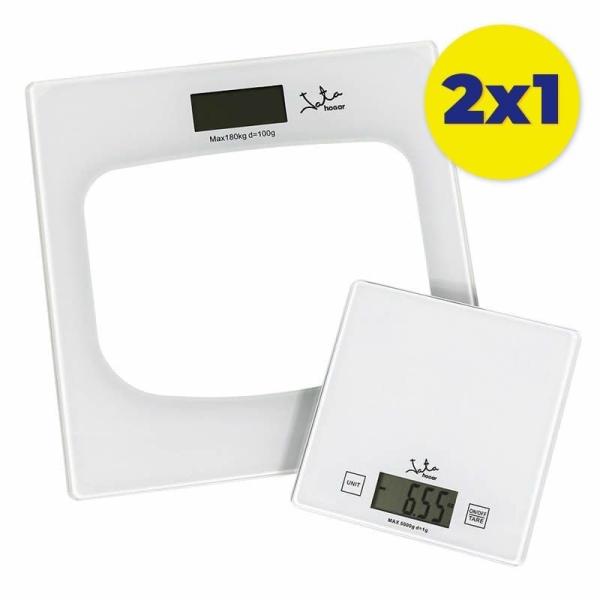 Promocion 2x1 Báscula de Baño + Bascula Cocina Jata Hogar P111/ Hasta 180kg/ Blanca