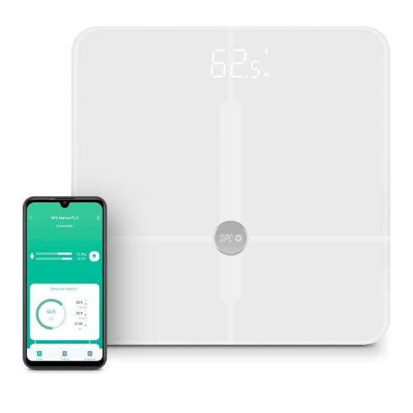 Báscula de Baño SPC Atenea Fit 2/ Análisis Corporal/ Bluetooth/ Hasta 180kg/ Blanca