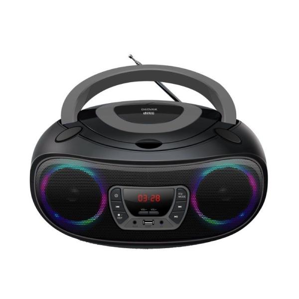 REPRODUCTOR CD DENVER TCL-212BTGREY - 2*2W SALIDA - RADIO FM - MP3 - USB - FUNCIÓN BLUETOOH - LUCES LED