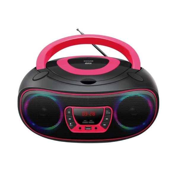 REPRODUCTOR CD DENVER TCL-212BTPINK - 2*2W SALIDA - RADIO FM - MP3 - USB - FUNCIÓN BLUETOOH - LUCES LED