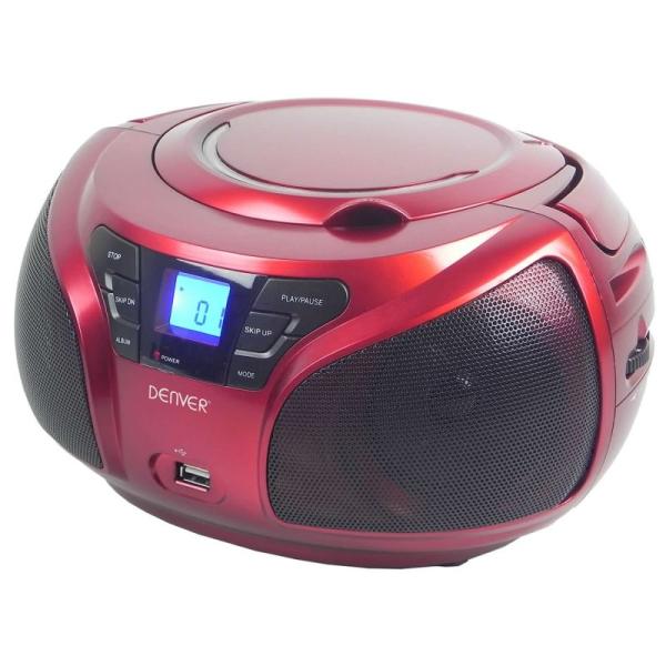 REPRODUCTOR CD DENVER TCU-206 RED - 2X 1W RMS - USB - MP3 -RADIO FM - DISPLAY ILUMINADO - JACK 3.5MM - RED ELÉCTRICA / 6 PILAS C