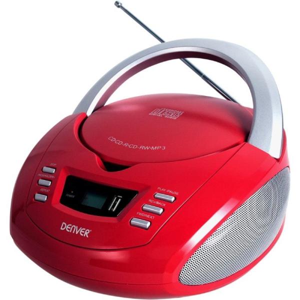 REPRODUCTOR CD DENVER TCU-211 RED - 2X 1W RMS - PANTALLA LCD - USB - MP3 -RADIO FM - ENTRADA AUXILIAR