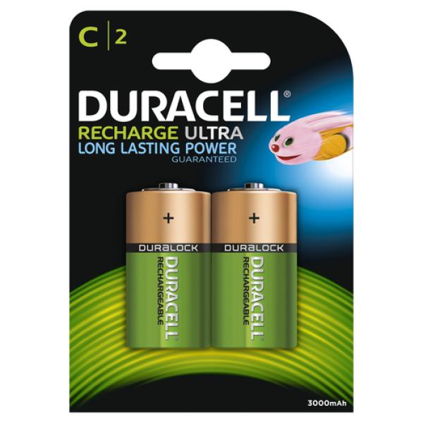 PACK 2 PILAS TIPO C RECARGABLES DURACELL HR14 - NIMH - 1.2V - 3000MAH - ADMITEN HASTA 1000 RECARGAS