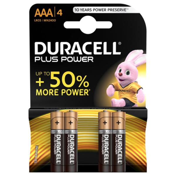 Pack de 4 Pilas AAA Duracell Plus Power LR03/ 1.5V/ Alcalinas