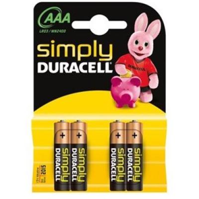 PACK DE 4 PILAS AAA DURACELL SIMPLY - LR03 - 1.5V - ALCALINA