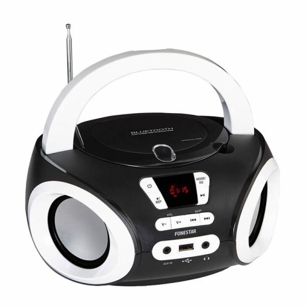 RADIO CD FONESTAR BOOM-50N NEGRO - BT 4.0 - 2X2W - FM - REPRODUCTOR USB/MP3 - AUX-IN - SALIDA AURICULARES- ALIM. RED/4XLR14-C