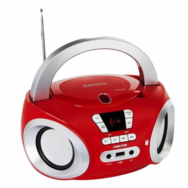 RADIO CD FONESTAR BOOM-50R ROJO - BT 4.0 - 2X2W - FM - REPRODUCTOR USB/MP3 - AUX-IN - SALIDA AURICULARES- ALIM. RED/4XLR14-C