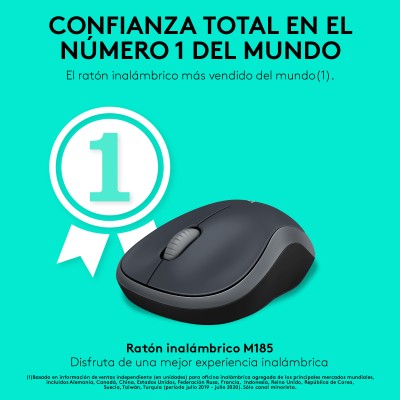 Ratón Inalámbrico Logitech M185/ Hasta 1000 DPI/ Gris