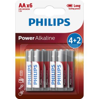 Pack 6 Pilas Alcalinas AA Philips LR6P6BP/10/ 1.5V