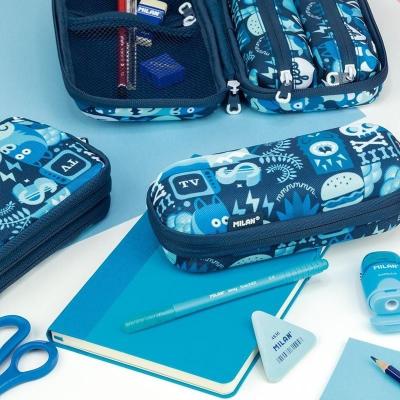 Kit 2 Estuches Portatodo Milan Hey Boy/ 135 x 215 x 65mm/ Azul