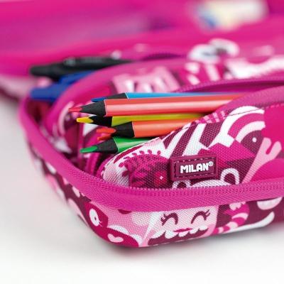 Kit 2 Estuches Portatodo Milan Hey Girl/ 135 x 215 x 65mm/ Rosa