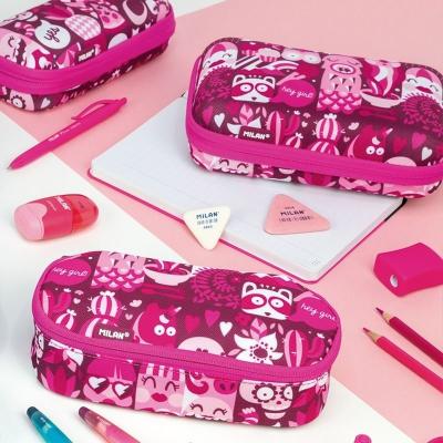 Kit 2 Estuches Portatodo Milan Hey Girl/ 135 x 215 x 65mm/ Rosa