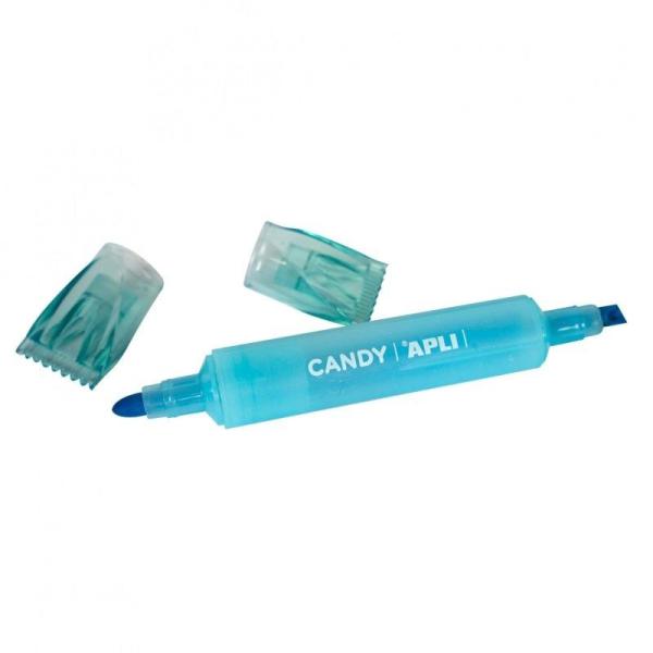 Marcador Doble Punta Fluorescente Apli Candy/ Azul