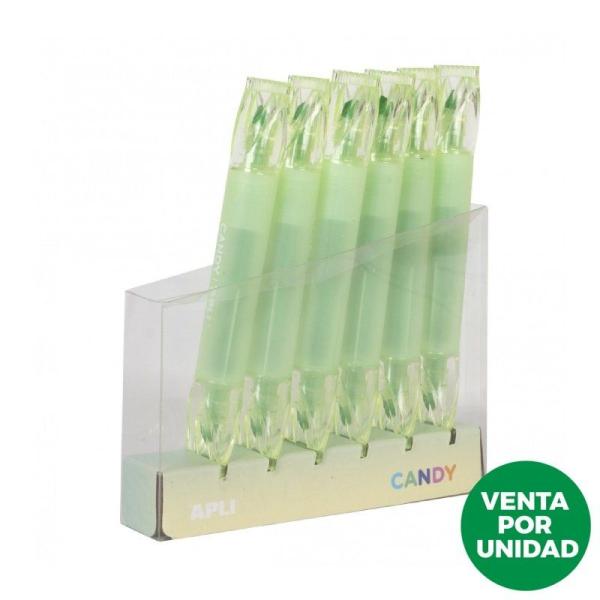 Marcador Doble Punta Fluorescente Apli Candy/ Verde