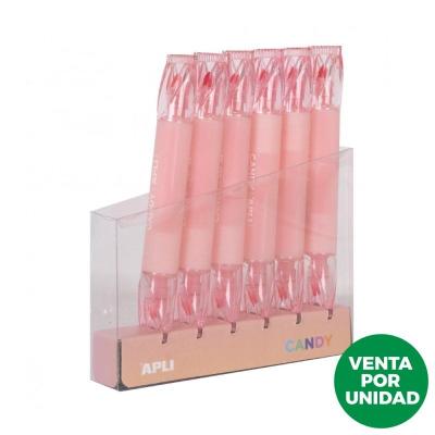 Marcador Doble Punta Fluorescente Apli Candy/ Rosa