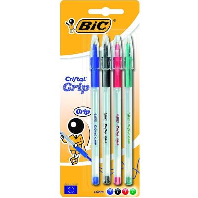 BIC CRISTAL GRIP - BLISTER 4 UNIDADES COLORES SURTIDOS AZUL