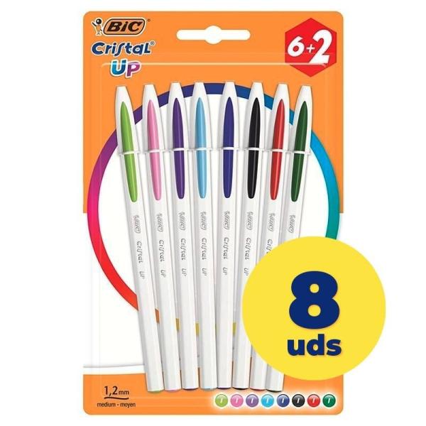 Bolígrafos de Tinta de Aceite Bic Cristal Up 949872/ 8 unidades/ Colores Surtidos