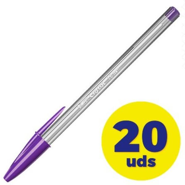 Caja de Bolígrafos de Tinta de Aceite Bic Cristal Fun 929055/ 20 unidades/ Violeta