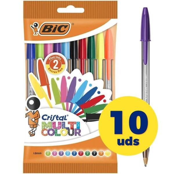 Bolígrafos de Tinta de Aceite Bic Cristal 943437/ 10 unidades/ Colores Surtidos