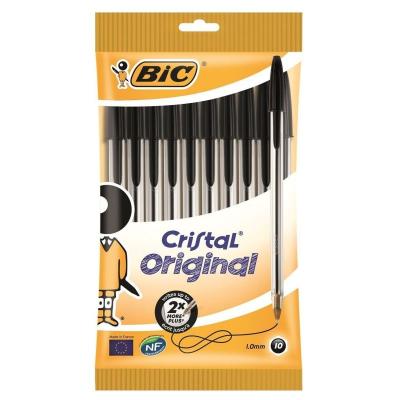 BLISTER DE 10 UNIDADES- BOLI BIC CRISTAL NEGRO - PUNTA 1.0MM