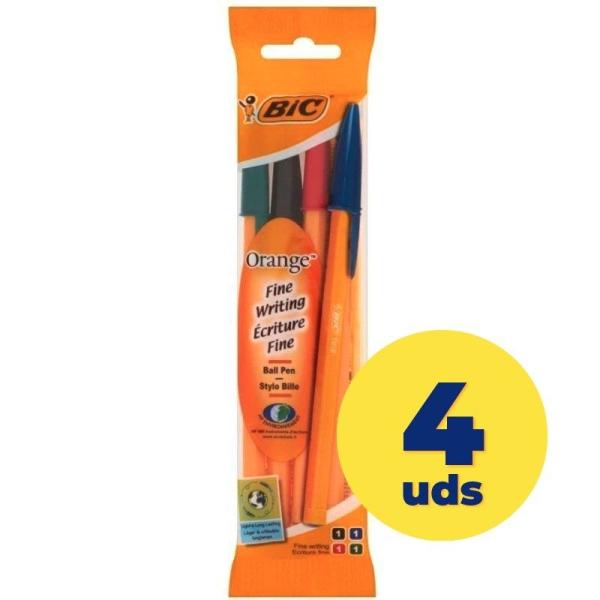 Bolígrafos de Tinta de Aceite Bic Orange Fine 8308541/ 4 unidades/ Colores Surtidos