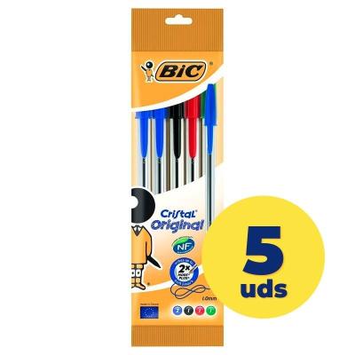 Bolígrafos de Tinta de Aceite Bic Cristal 802054/ 5 unidades/