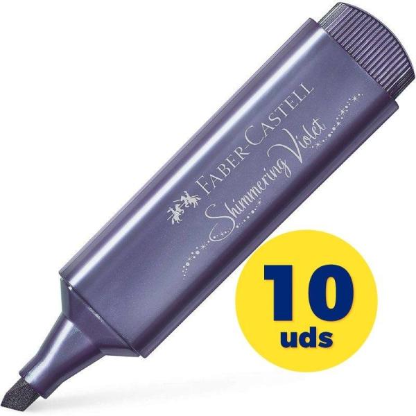 Caja de Marcadores Fluorescentes Faber Castell Textliner 46 154678/ 10 unidades/ Violeta Metálico