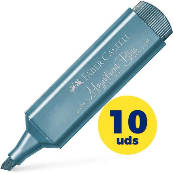 Caja de Marcadores Fluorescentes Faber Castell Textliner 46 154647/ 10 unidades/ Azul Metálico