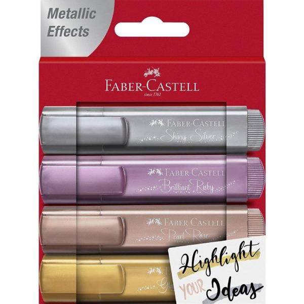 Marcadores Fluorescentes Faber Castell Textliner 46 Metallic Effects FAB154640/ 4 unidades/ Colores Surtidos